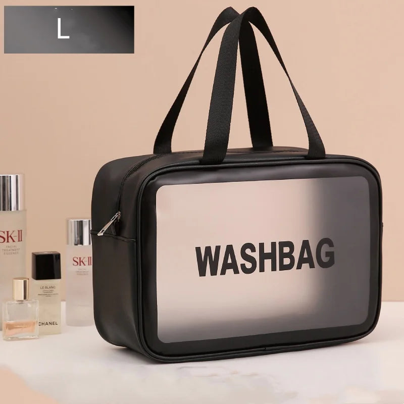 Portable Cosmetic Bag Large Capacity Dust Proof Make Up Storage Handbags PVC Fashion Transparent Travel Wash Bags