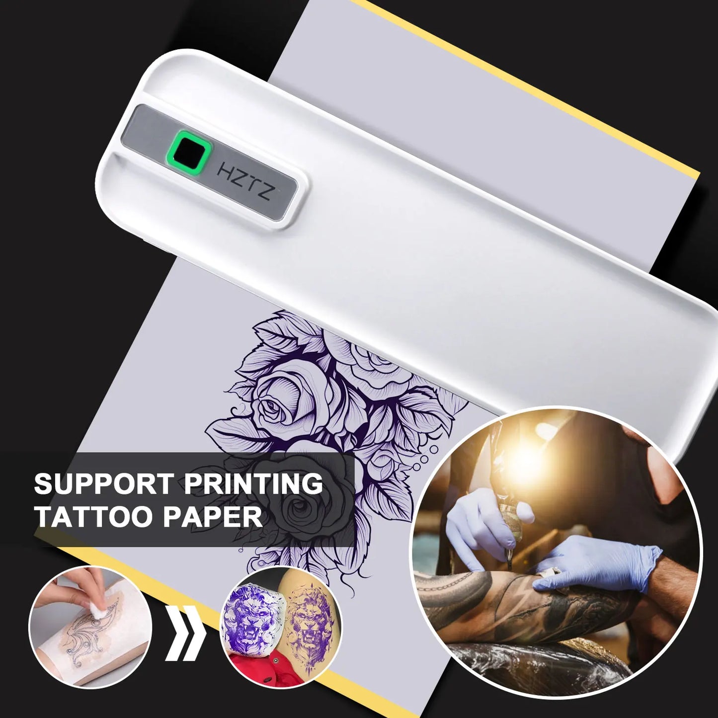 A4 Portable Wireless Mobile Inkless Thermal Printer For Phone & Laptop Multi-functional HD With 300dpi, For PDF, Word, Images