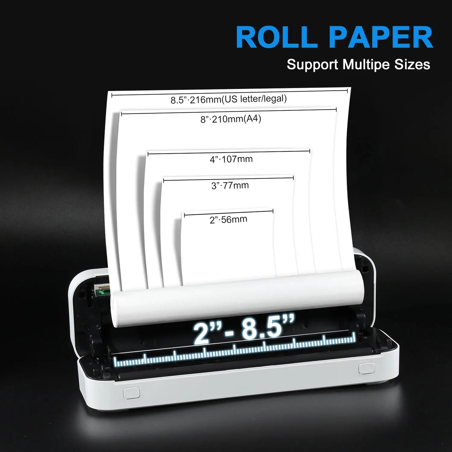 A4 Portable Wireless Mobile Inkless Thermal Printer For Phone & Laptop Multi-functional HD With 300dpi, For PDF, Word, Images