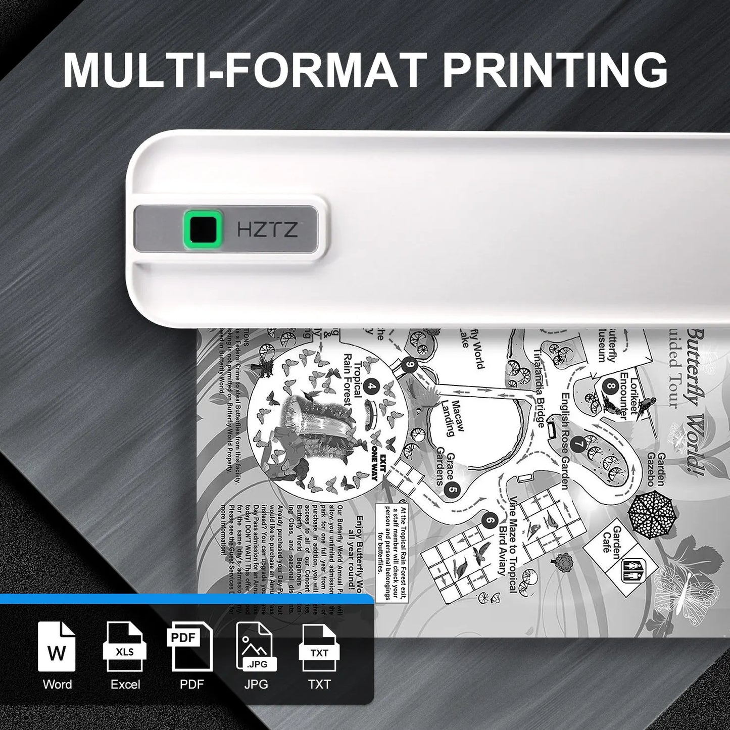 A4 Portable Wireless Mobile Inkless Thermal Printer For Phone & Laptop Multi-functional HD With 300dpi, For PDF, Word, Images