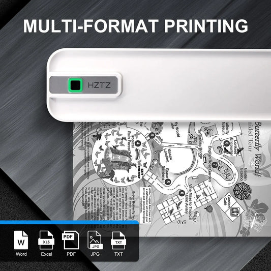 A4 Portable Wireless Mobile Inkless Thermal Printer For Phone & Laptop Multi-functional HD With 300dpi, For PDF, Word, Images
