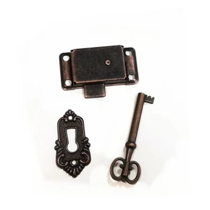 Antique Door Lock Drawer Jewelry Box Cabinet Wardrobe Cupboard Door Lock Set Cabinet Wardrobe Cupboard Door Lock + Key Furniture