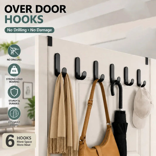 6Pcs Strong Self-Adhesive J-hook Waterproof Adhesive Hanging,Bathroom Towel Key Kitchen