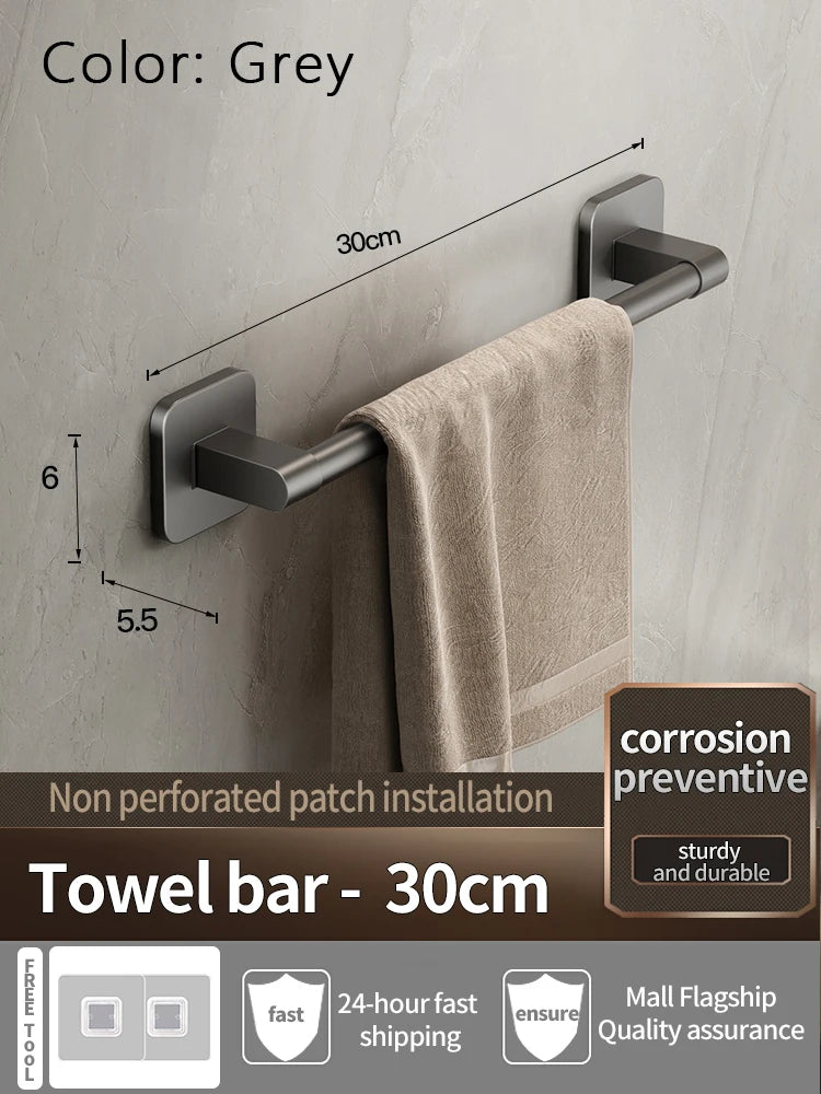 Bathroom Towel Holde Without Drilling Bathroom Black Towel Rack Towel Bar Self-Adhesive Bathroom Towel Rack Towel Rail