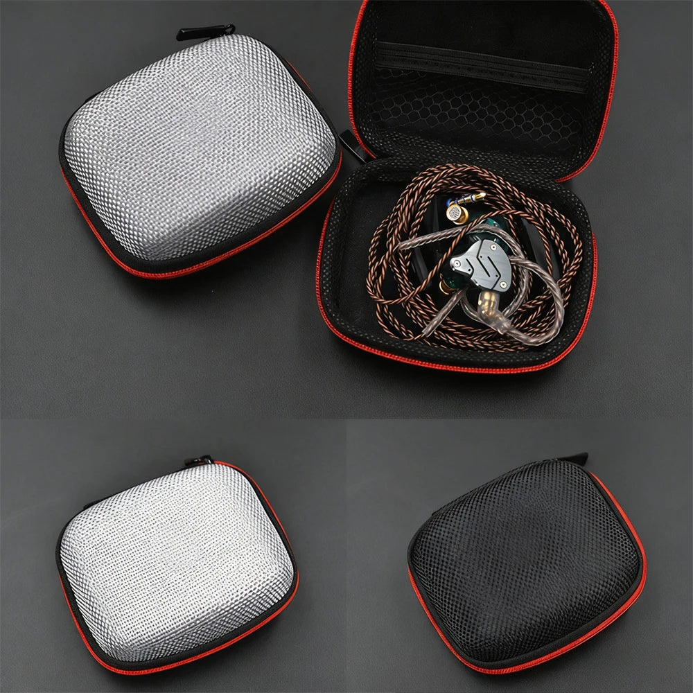 1/5pcs Square Earphone Storage Bag With Zipper Portable Bluetooth Headset Box Travel Carry Case Protective Storage Accessories