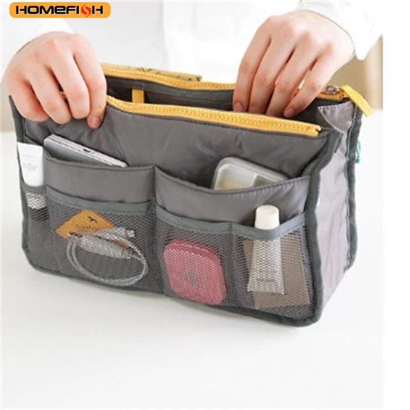 HOMEFISH Portable Double Zipper Toiletry Bag Large Capacity Multi Pocket Travel Cosmetic Storage Mommy Bag
