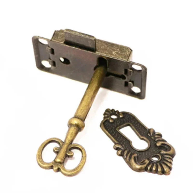 Antique Door Lock Drawer Jewelry Box Cabinet Wardrobe Cupboard Door Lock Set Cabinet Wardrobe Cupboard Door Lock + Key Furniture