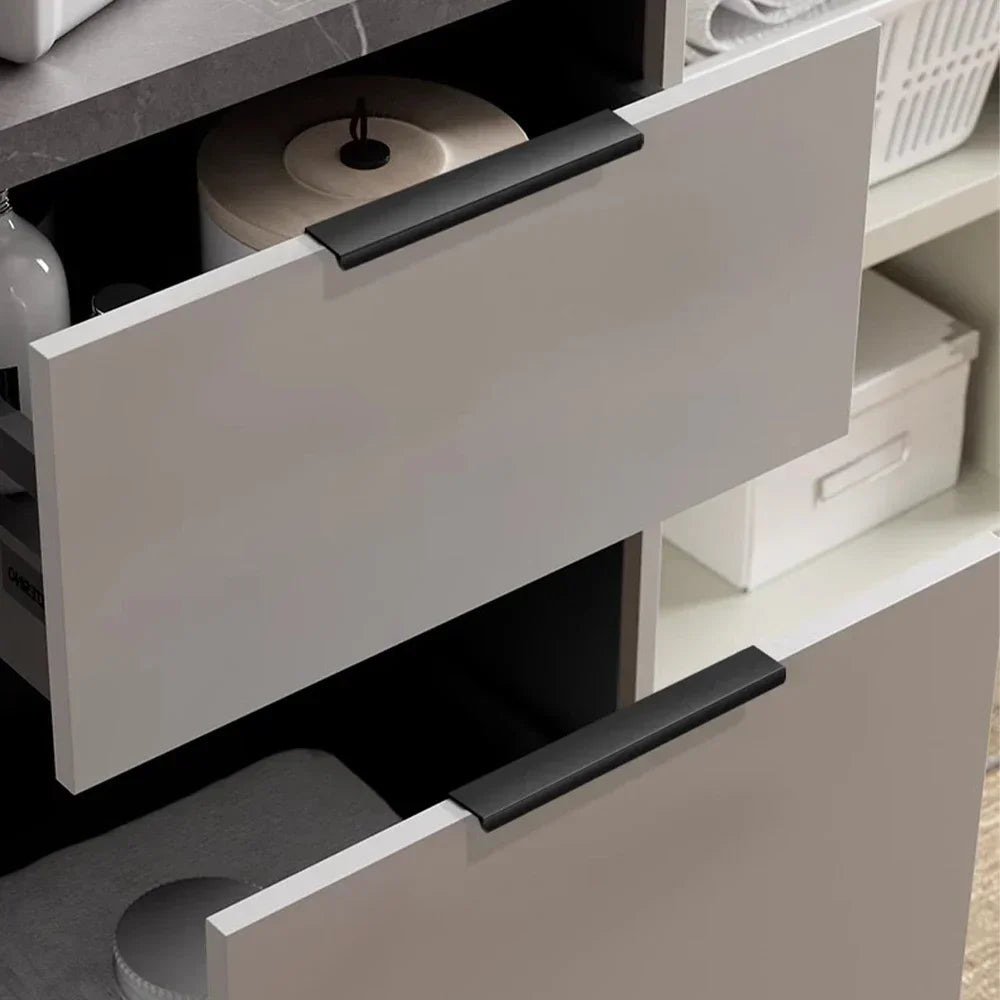 Hidden Furniture Handles Matte Black Gold Silver Kitchen Cabinet Pull Wardrobe Pull Not punched Handles for Cabinets and Drawers