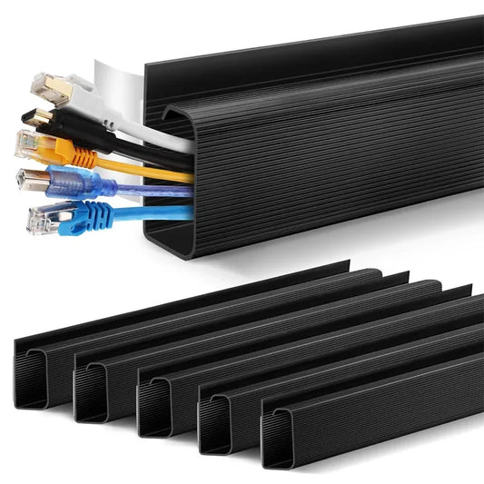 40cm PVC Desk Cable Tray Cable Management Under Desk Channel Cable Raceway Cord Hider No Drilling for Home Office Wire Organizer