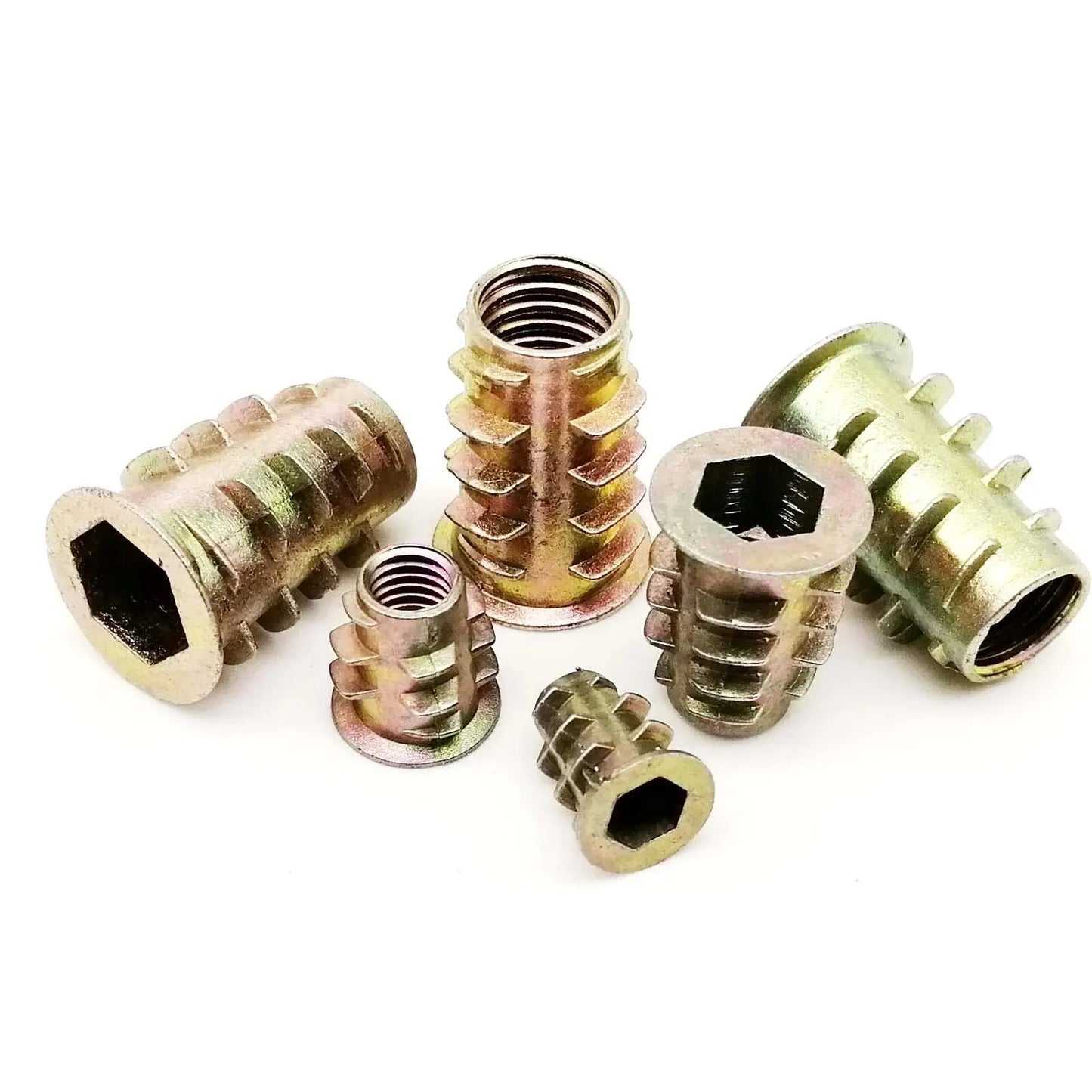 10/20pcs Embedded Insert Nut E-Nut M4 M5 M6 M8 M10 Hexagon Hex Socket Allen Head for Wood Furniture Inside and Outside Thread