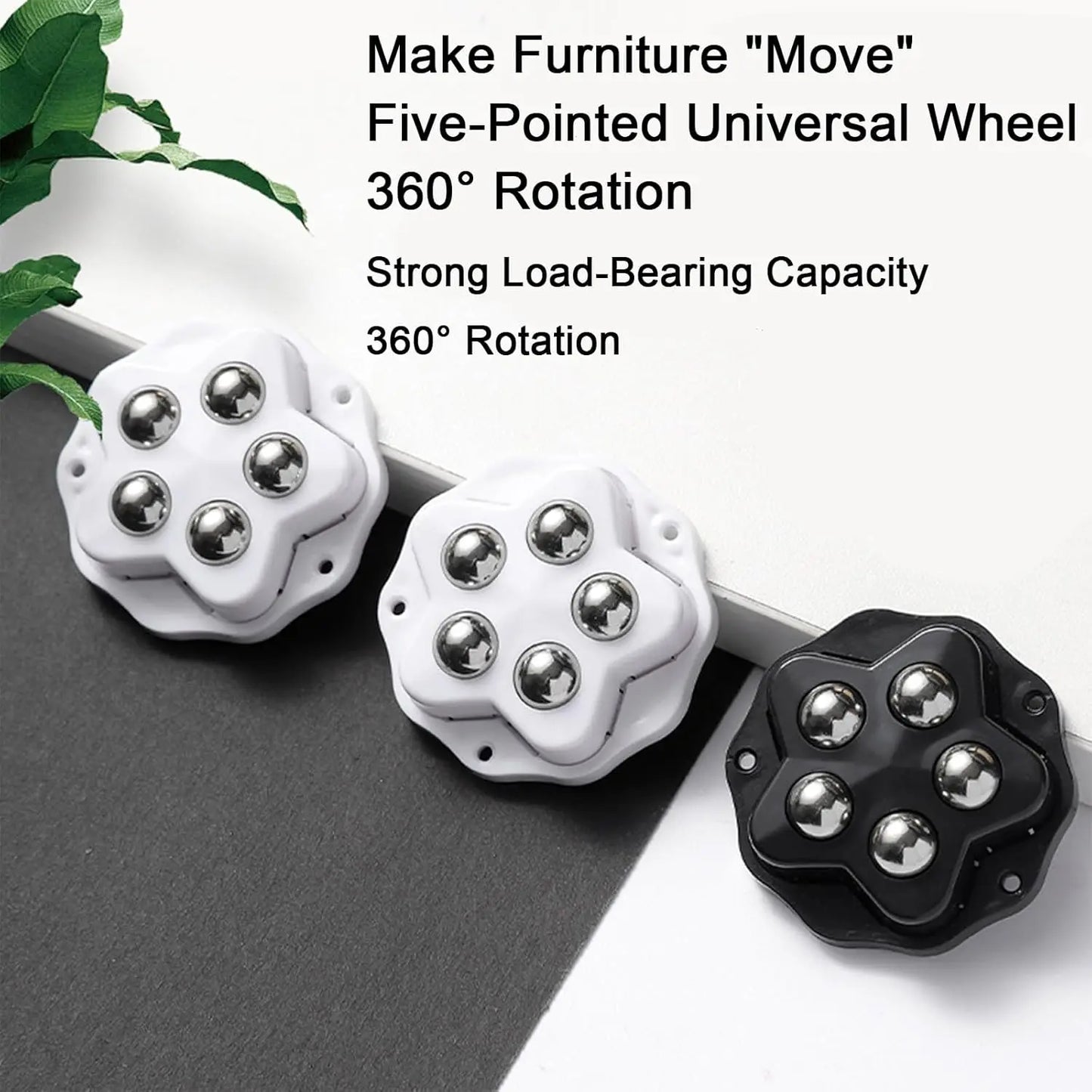 4PCS Self Adhesive Caster Wheels Super Load-bearing 5 Beads Universal 360° Rotating Wheels For Home Appliances Storage Boxes