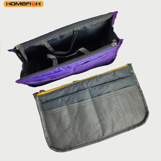 HOMEFISH Portable Double Zipper Toiletry Bag Large Capacity Multi Pocket Travel Cosmetic Storage Mommy Bag