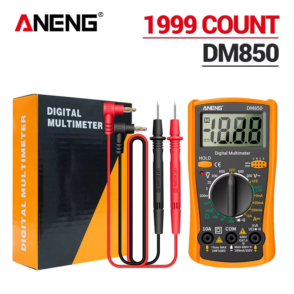 ANENG DM850 Handheld Digital Multimeter Automatic 1999 Count AC/DC Current Voltage Buzzer Resistance Diode Electrician Tes