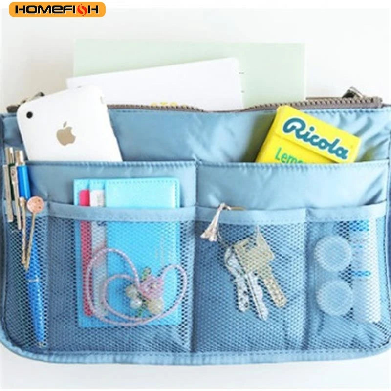 HOMEFISH Portable Double Zipper Toiletry Bag Large Capacity Multi Pocket Travel Cosmetic Storage Mommy Bag