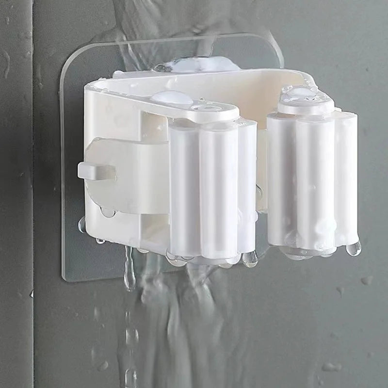 Wall Mounted Mop And Broom Organizer Holder Waterproof Storage Rack with Hooks Household Cleaning Tools