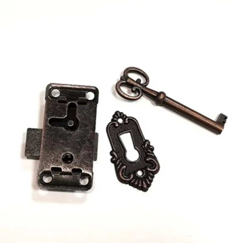 Antique Door Lock Drawer Jewelry Box Cabinet Wardrobe Cupboard Door Lock Set Cabinet Wardrobe Cupboard Door Lock + Key Furniture