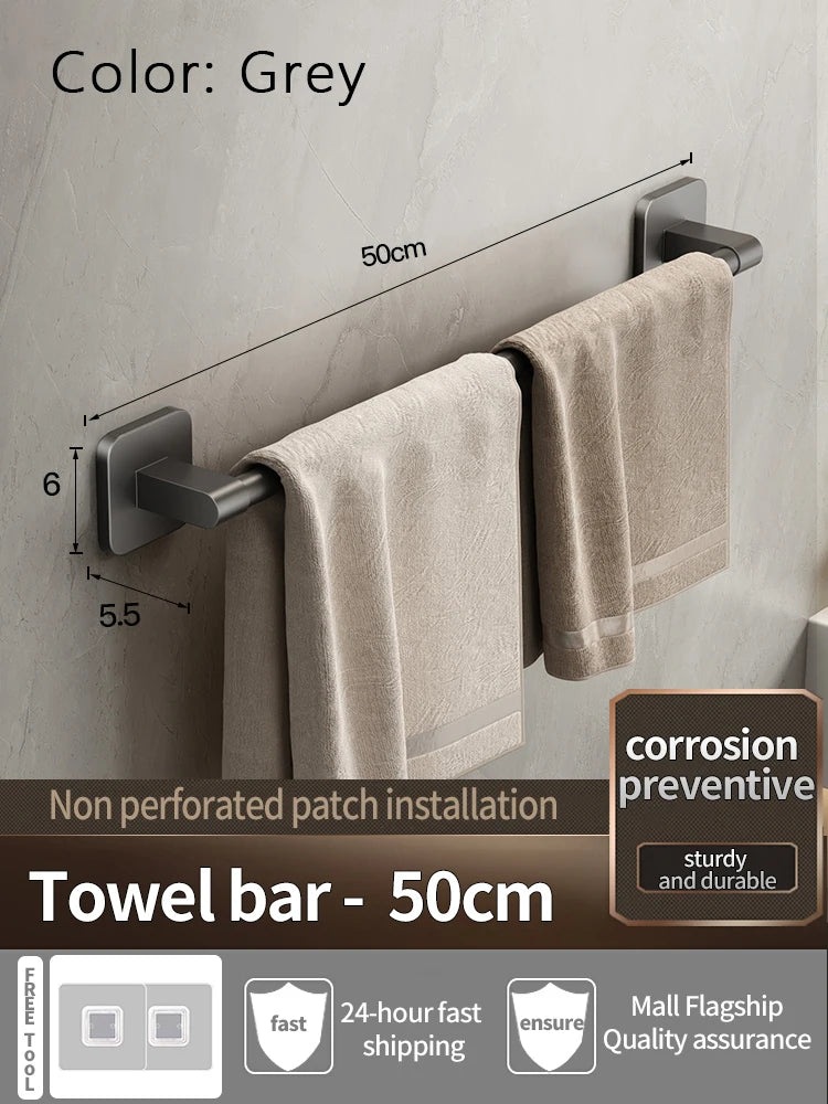 Bathroom Towel Holde Without Drilling Bathroom Black Towel Rack Towel Bar Self-Adhesive Bathroom Towel Rack Towel Rail