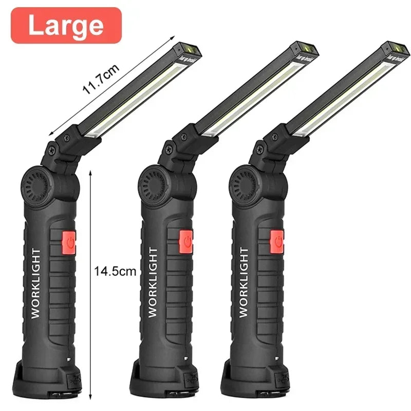 Multifunctional Folding Work Light Portable Camping Light USB Rechargeable Flashlight With Built-in Battery Magnetic Lamp