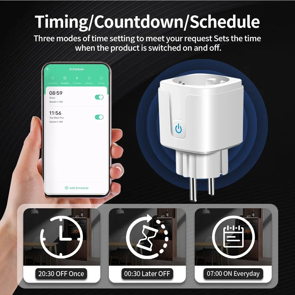 TNCE Tuya WiFi/Zigbee3.0 Smart Plug 16A/20A Smart Socket With Power Monitoring Timing Voice Control Work with Alexa Google Home