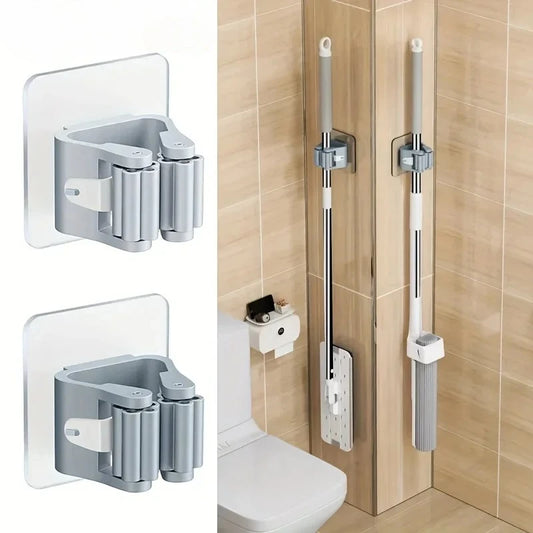 Wall Mounted Mop And Broom Organizer Holder Waterproof Storage Rack with Hooks Household Cleaning Tools