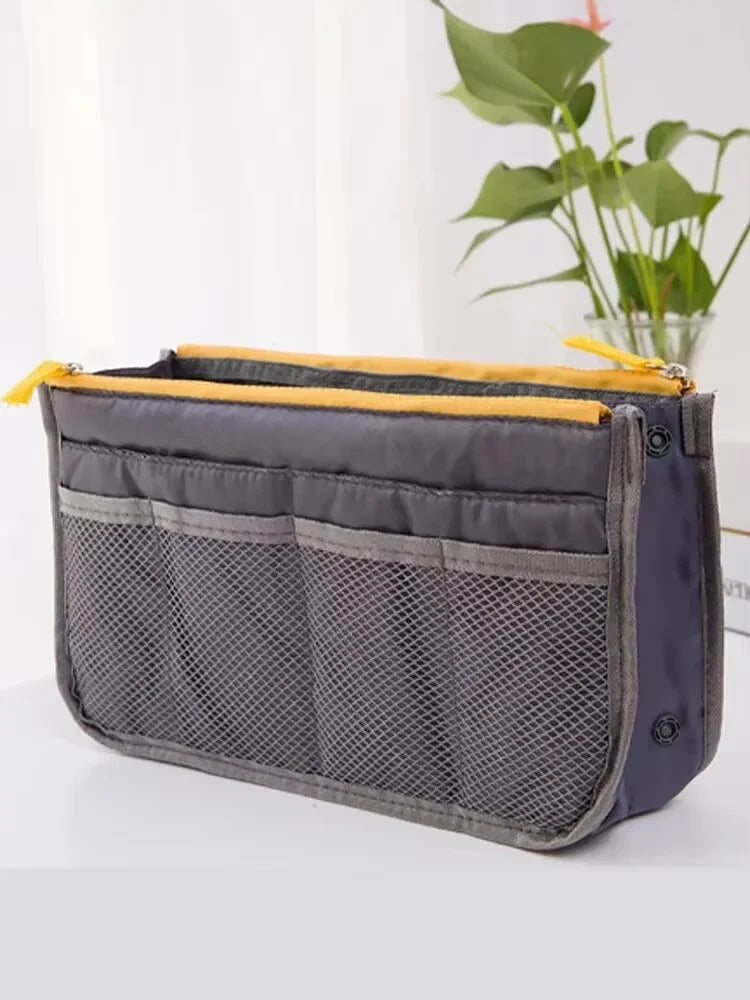 HOMEFISH Portable Double Zipper Toiletry Bag Large Capacity Multi Pocket Travel Cosmetic Storage Mommy Bag