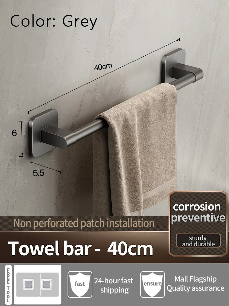 Bathroom Towel Holde Without Drilling Bathroom Black Towel Rack Towel Bar Self-Adhesive Bathroom Towel Rack Towel Rail