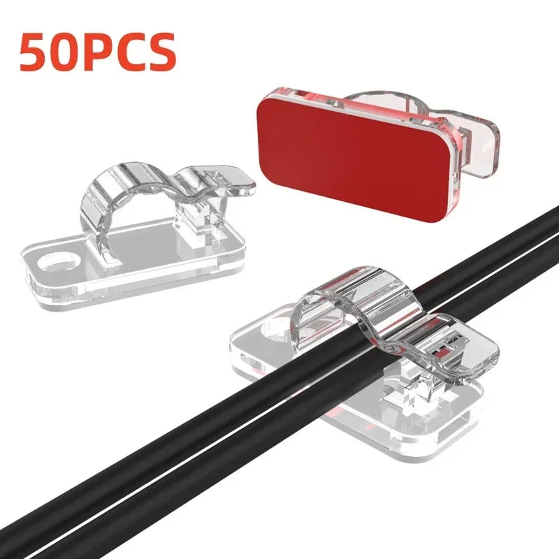 10/50Pcs Self Adhesive Cable Clips Cord Management Wire Holder Organizer Clamp Desk Tidy Cable Manager in Car Home Office Clips